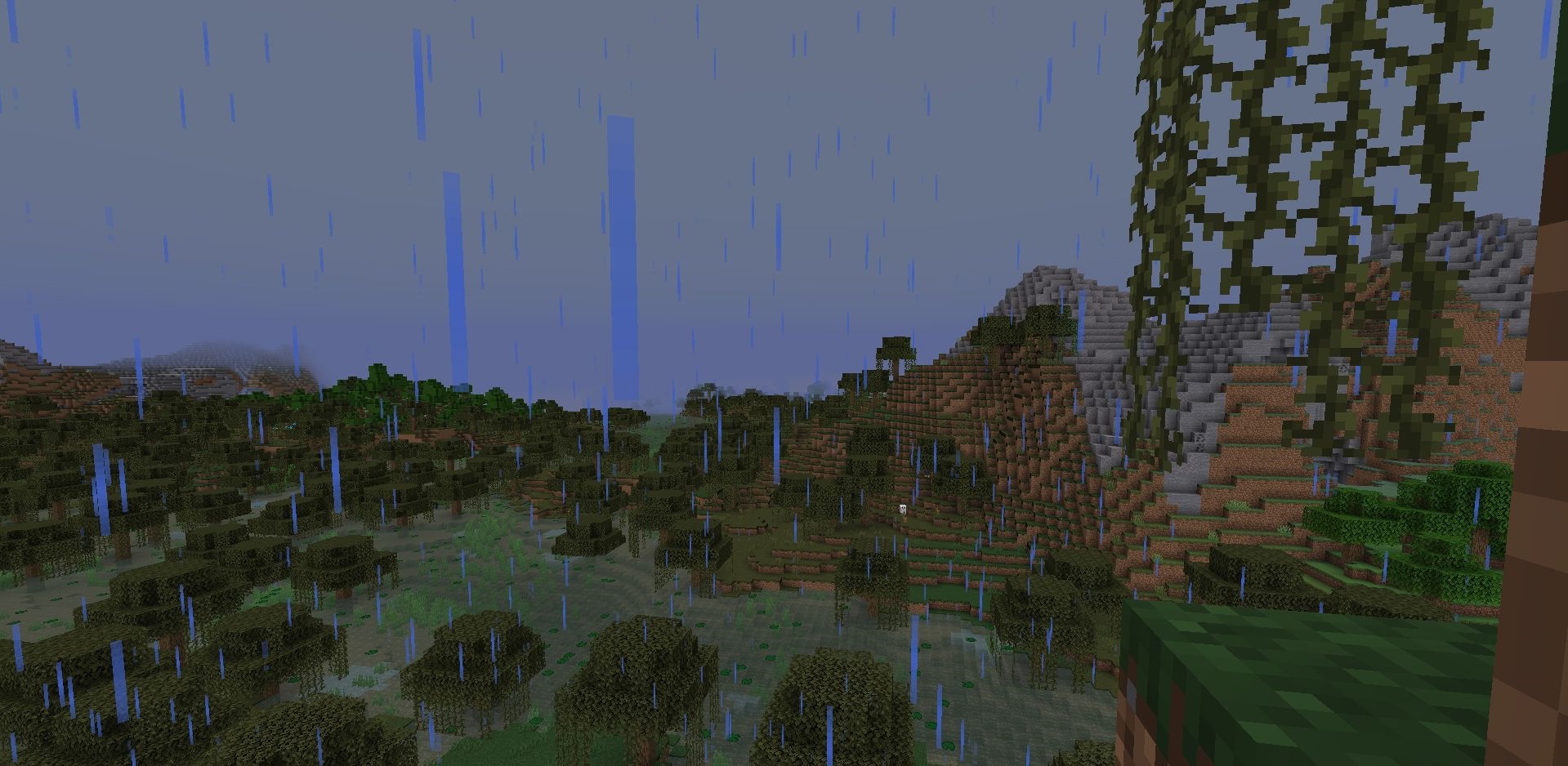Скриншот мода Particle Rain с реалистичным дождём в Minecraft