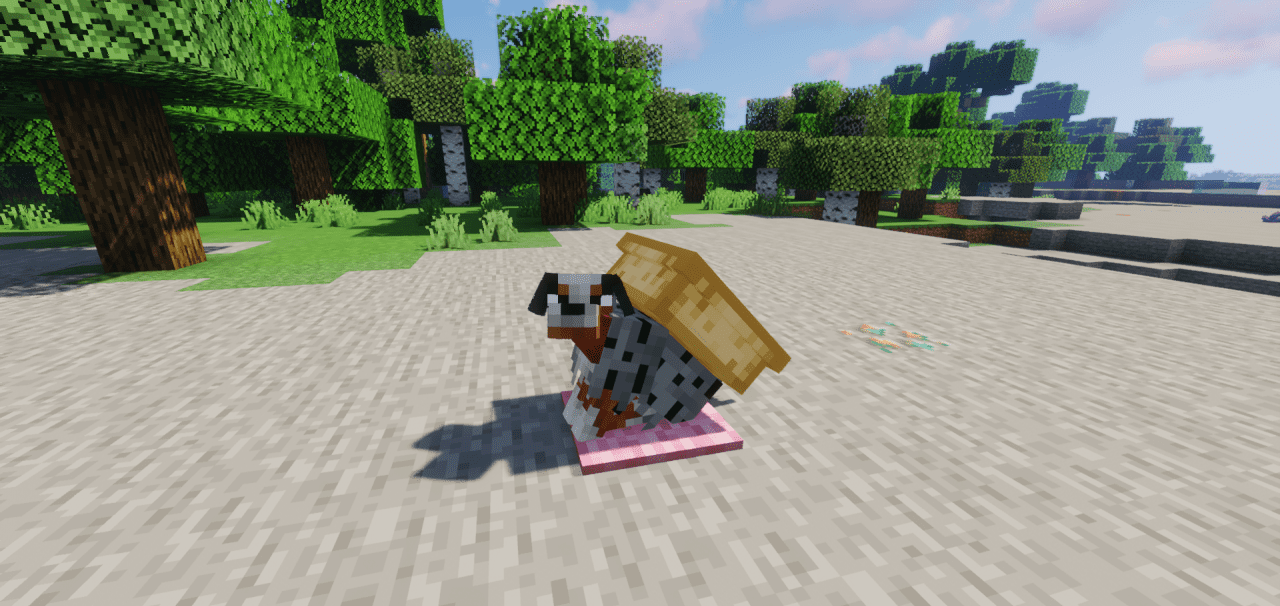 Пример использования текстур-пака Party Pups в Minecraft с разными породами собак
