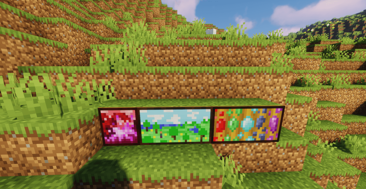 Необычные картины из пакета Peculiar Paintings в разных стилях для декора в Minecraft