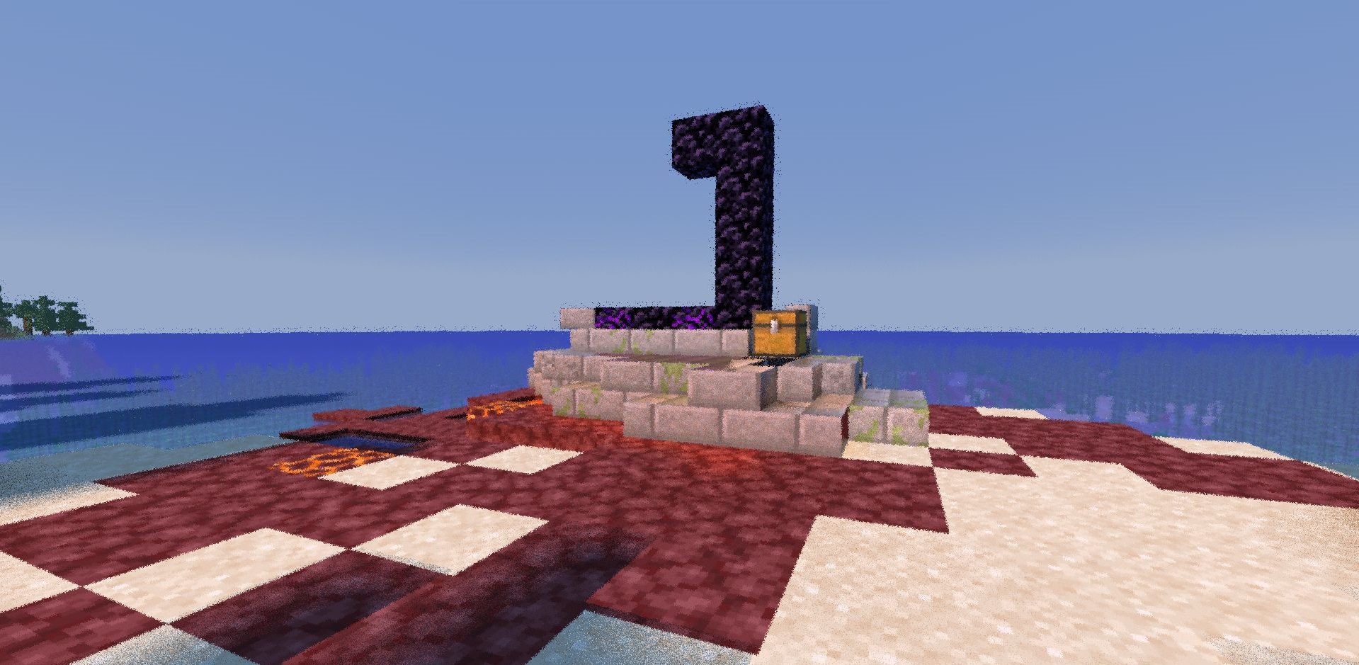 Ночной пейзаж в Minecraft с шейдерами Phoxel: звёзды, свечение и атмосферные эффекты