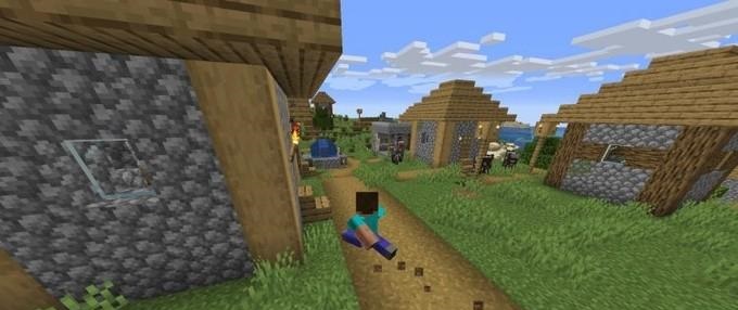 Деревня в Minecraft с жителями и фермами