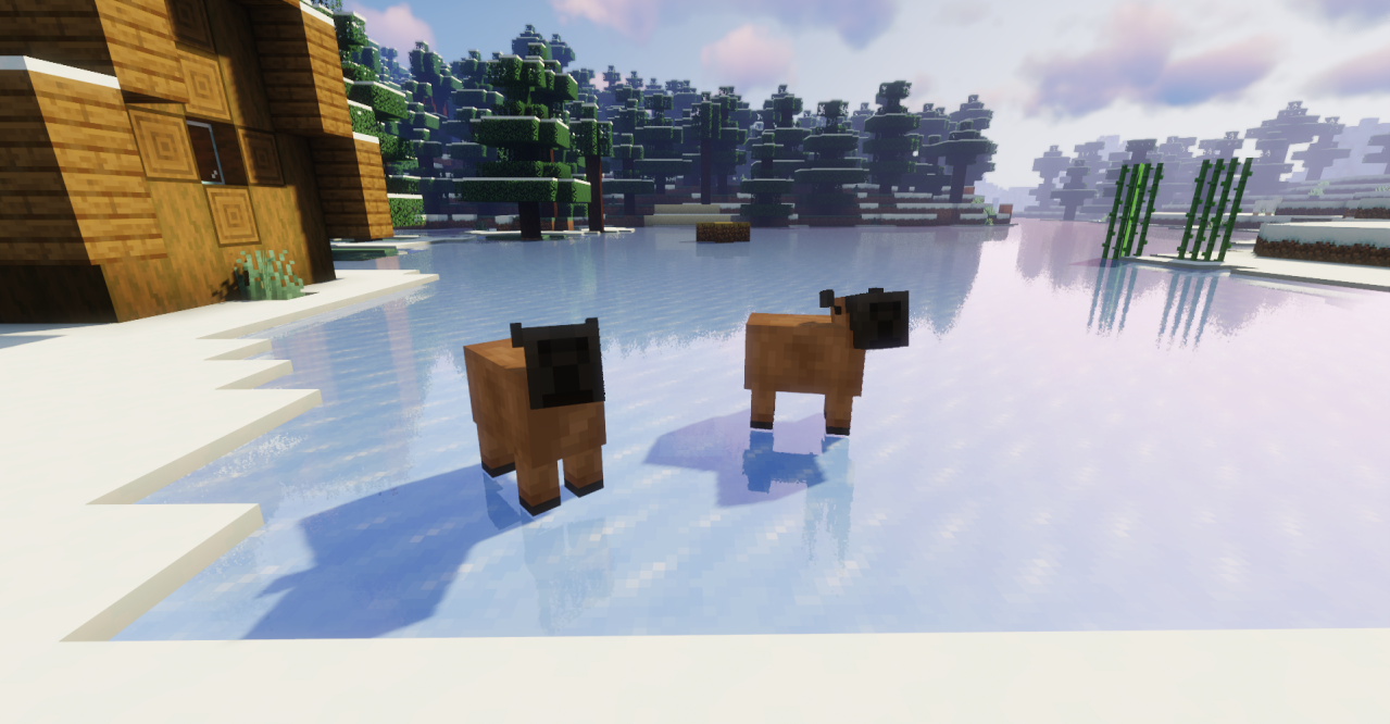 Игрок кормит капибару морковкой в Minecraft