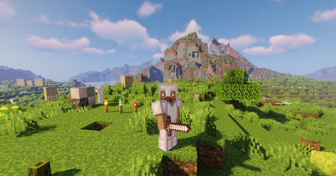 Игровой мир с розовыми алмазами в Minecraft