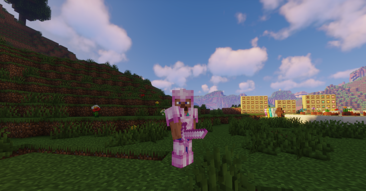 Розовый незерит в Minecraft с текстур-паком Pinkerite – новые мечи и броня