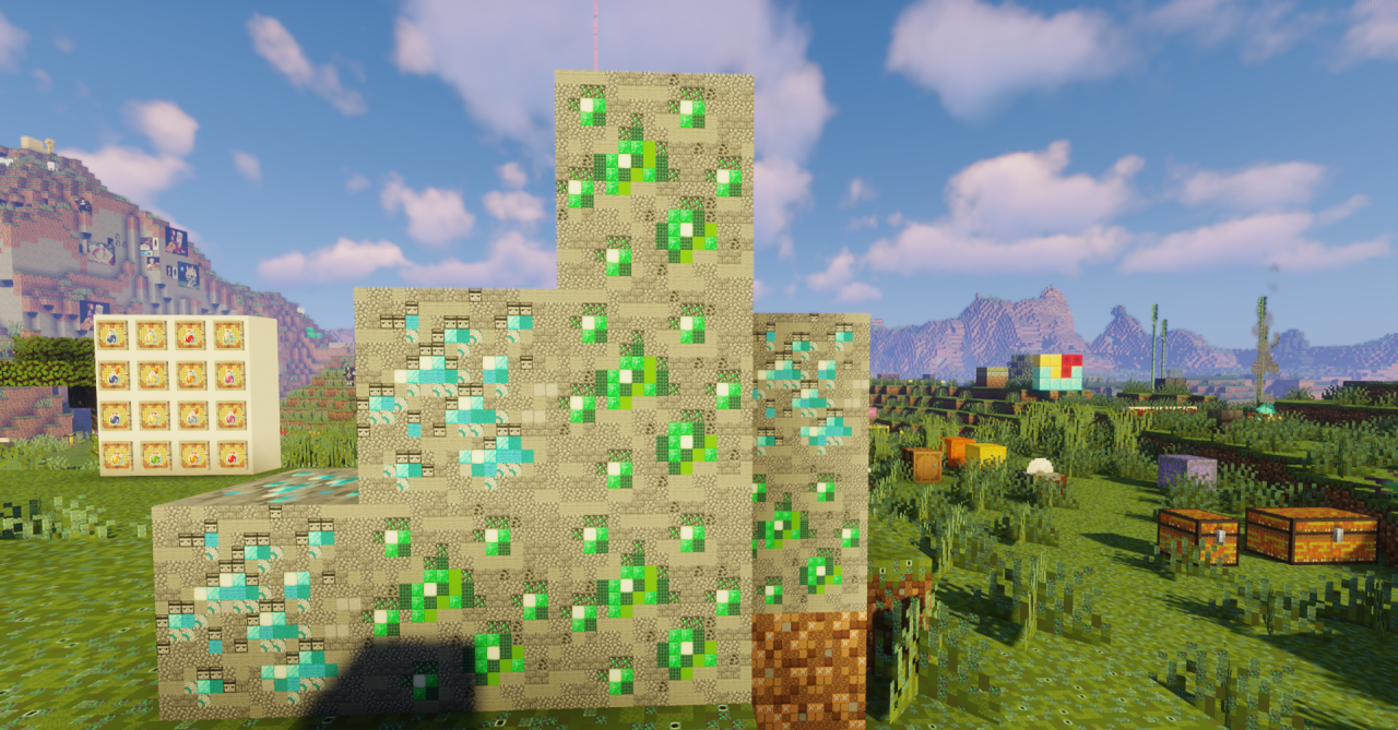 Сравнение стандартных и улучшенных текстур PixelBlocks в Minecraft