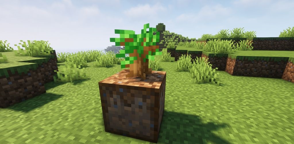 Интерфейс блока для автоматической посадки деревьев в Minecraft с саженцами в инвентаре
