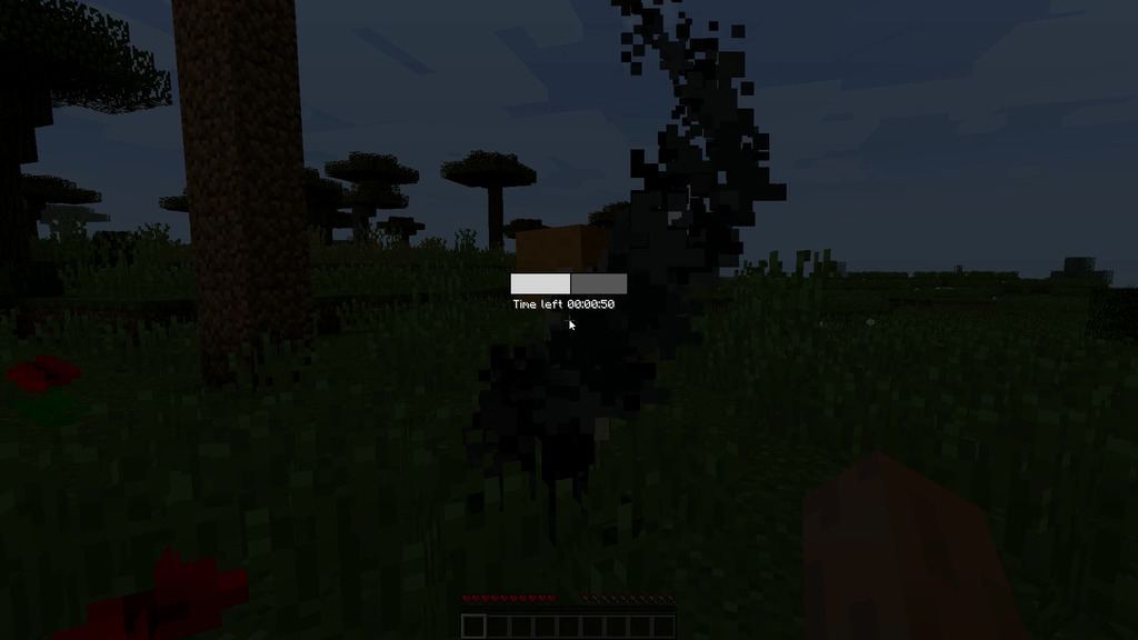 Игрок в Minecraft лежит на земле после получения смертельного урона, ожидая помощи