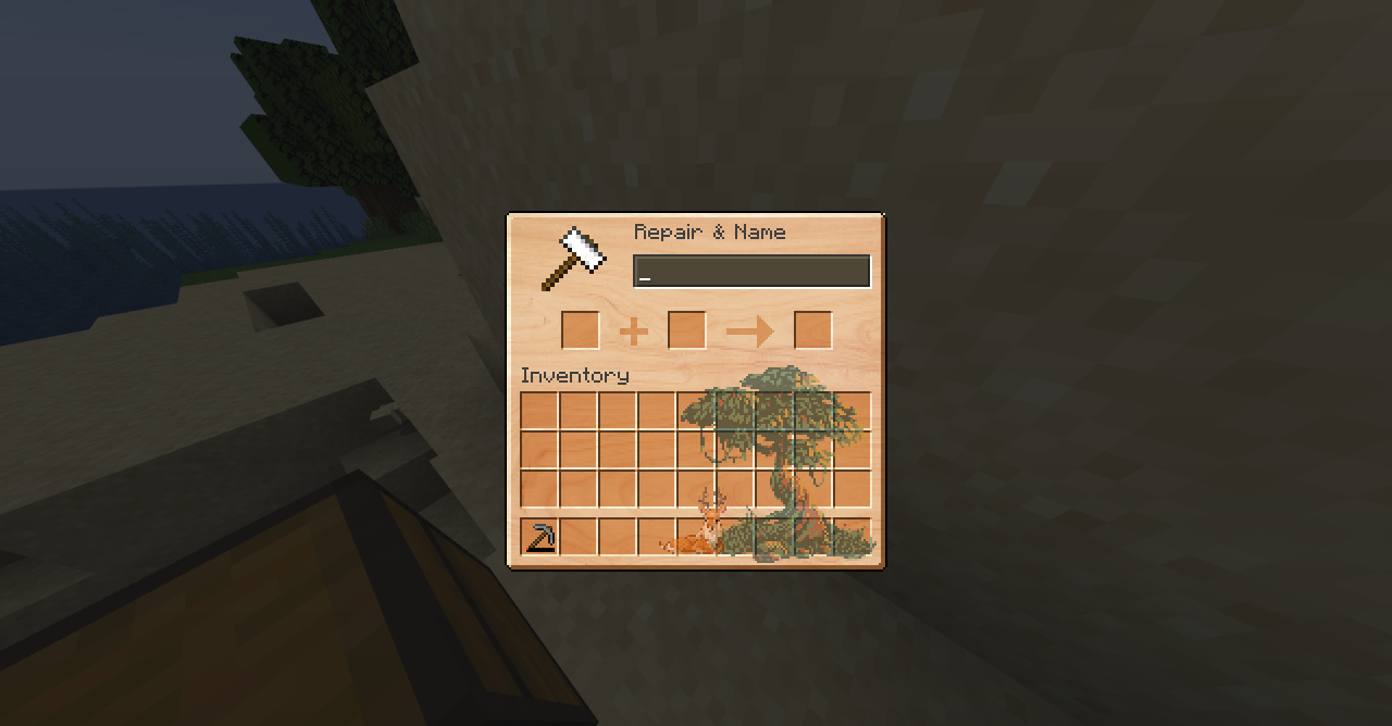 Сравнение стандартного и кастомного интерфейса Minecraft в The Wilder Forest