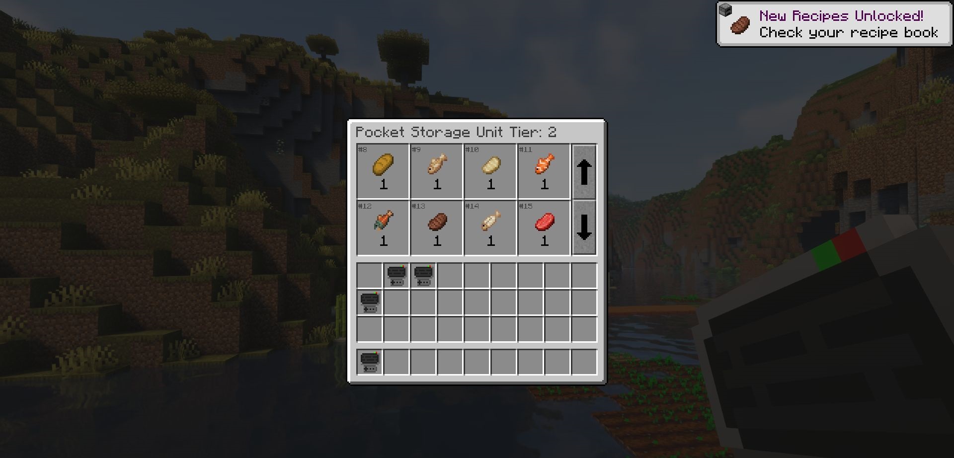 Сравнение обычного инвентаря и Pocket Storage в Minecraft