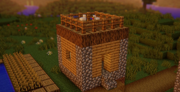 Ферма картофеля в Minecraft с автоматическим сбором урожая