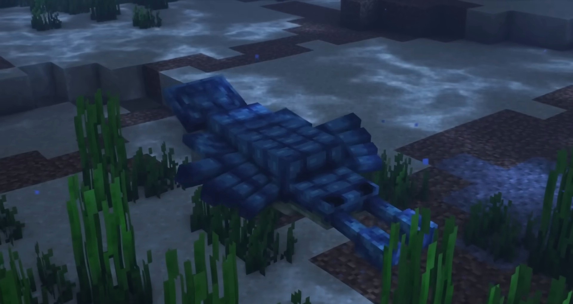 Игрок верхом на трицератопсе в доисторическом биоме Minecraft