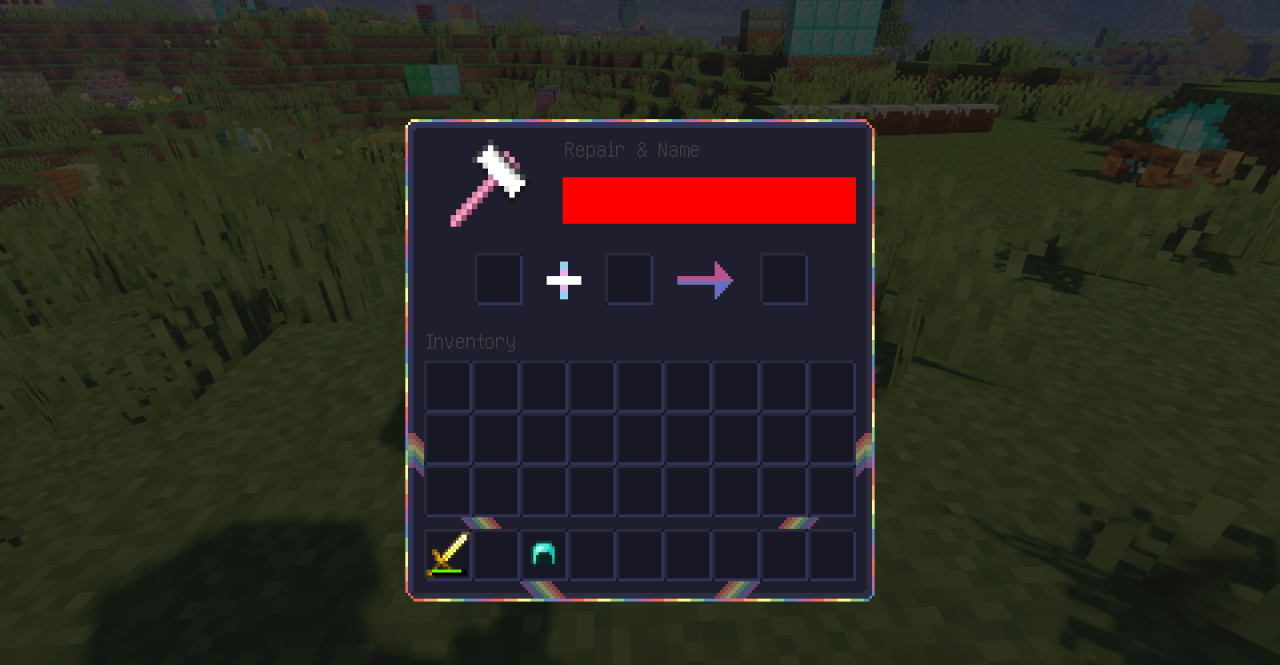 Пример измененного интерфейса инвентаря в Minecraft с Pride GUI