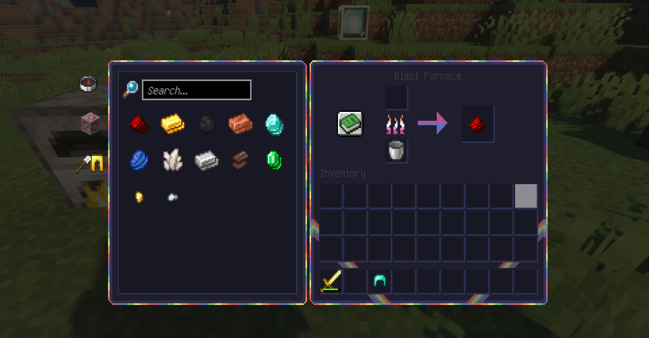Игровой процесс Minecraft с красочным интерфейсом Pride GUI
