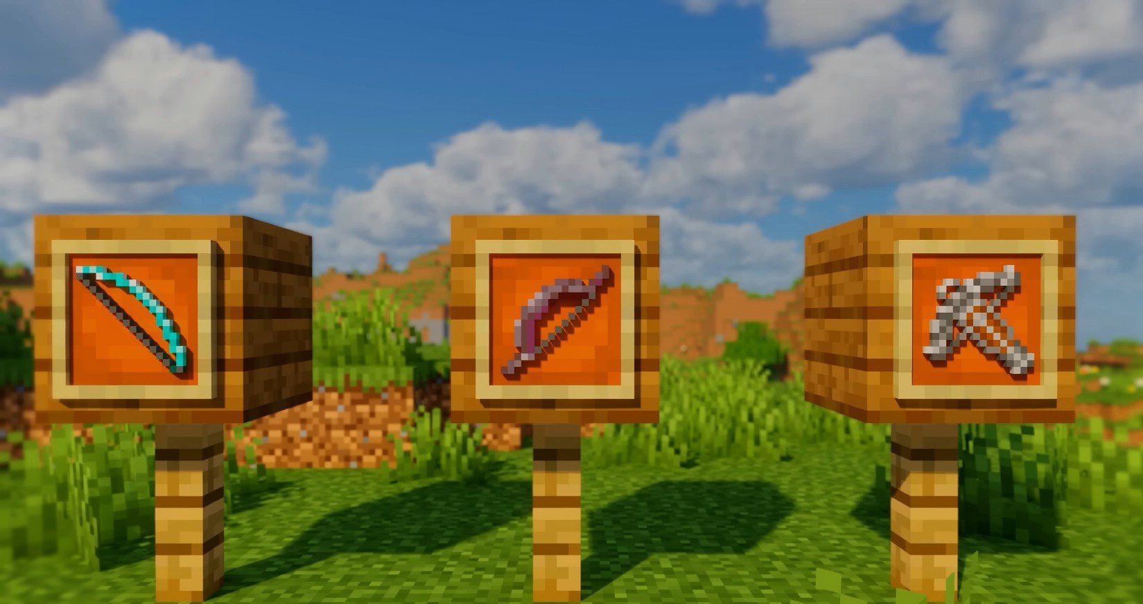 Игрок целится из улучшенного лука в моде Progressive Archery