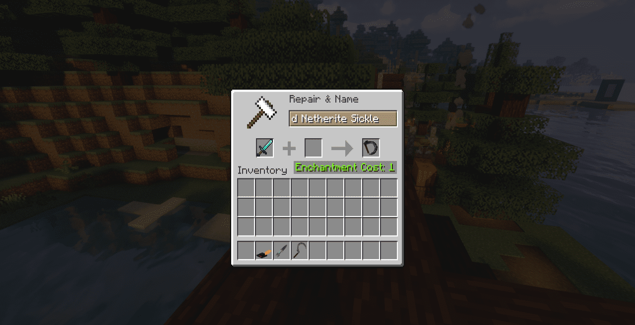 Скриншот Minecraft с текстур-паком Puss In Boots Assets, показывающий меч и шляпу