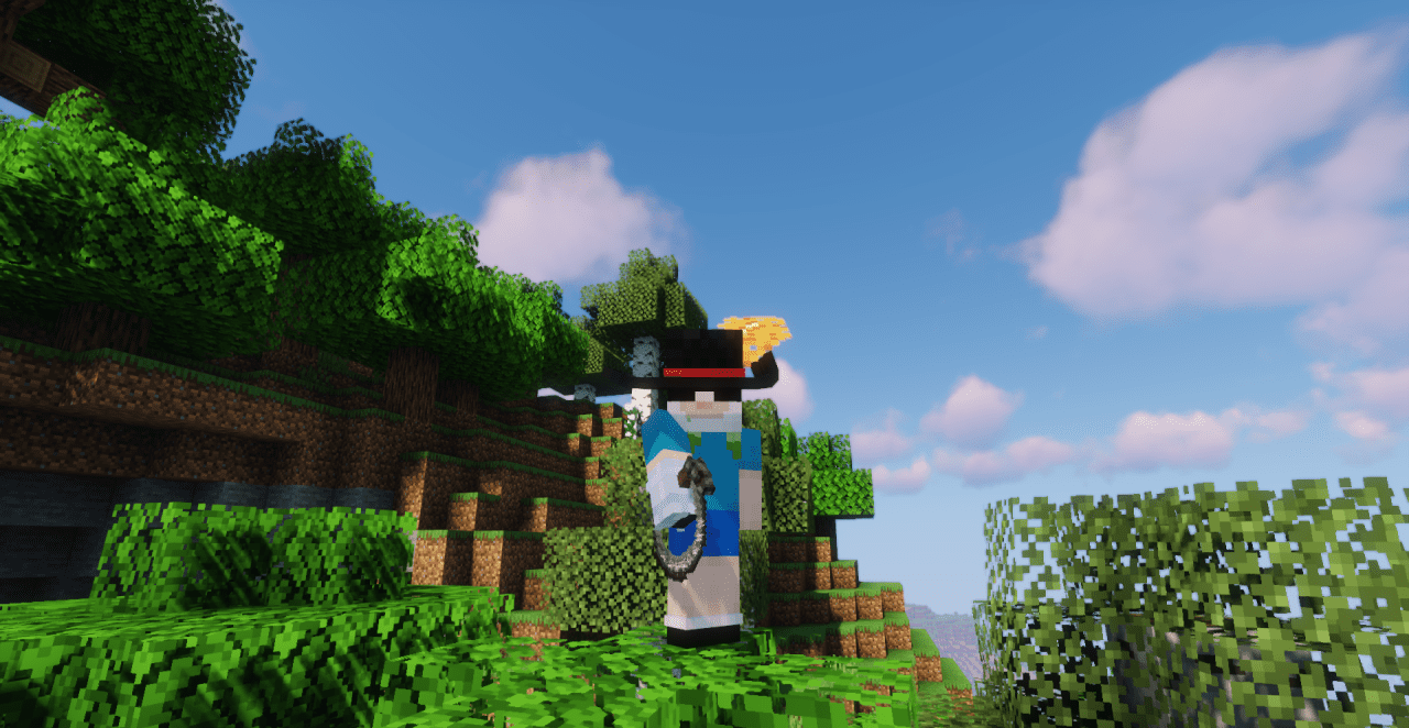 Геймплей Minecraft с установленным Puss In Boots Assets, демонстрирующий новые текстуры