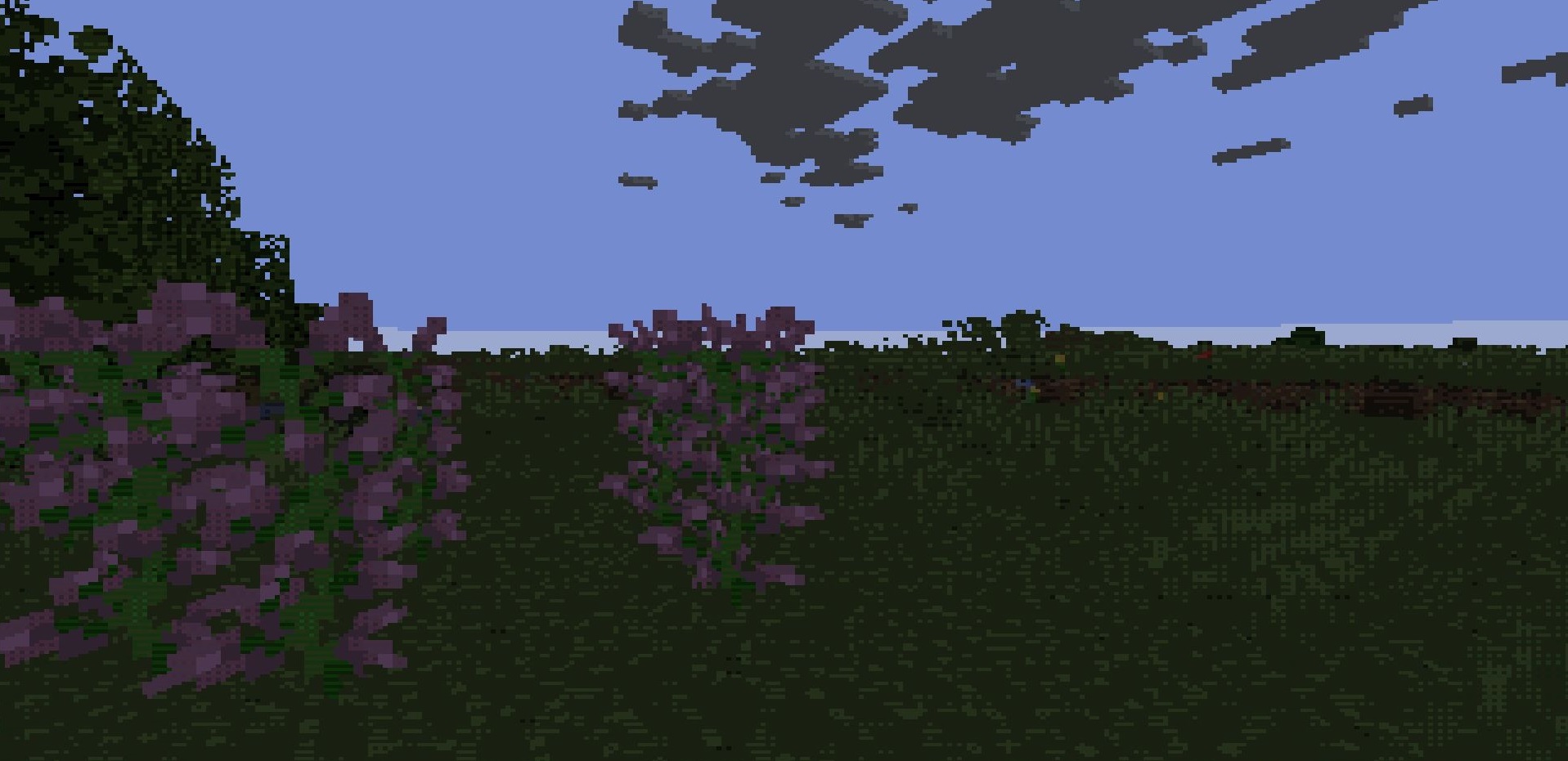 Ночной пейзаж Minecraft с ретро-шейдером PwC Retro Pixels
