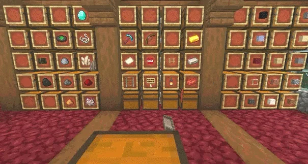 Процесс сортировки предметов в Minecraft с помощью мода Quicksort