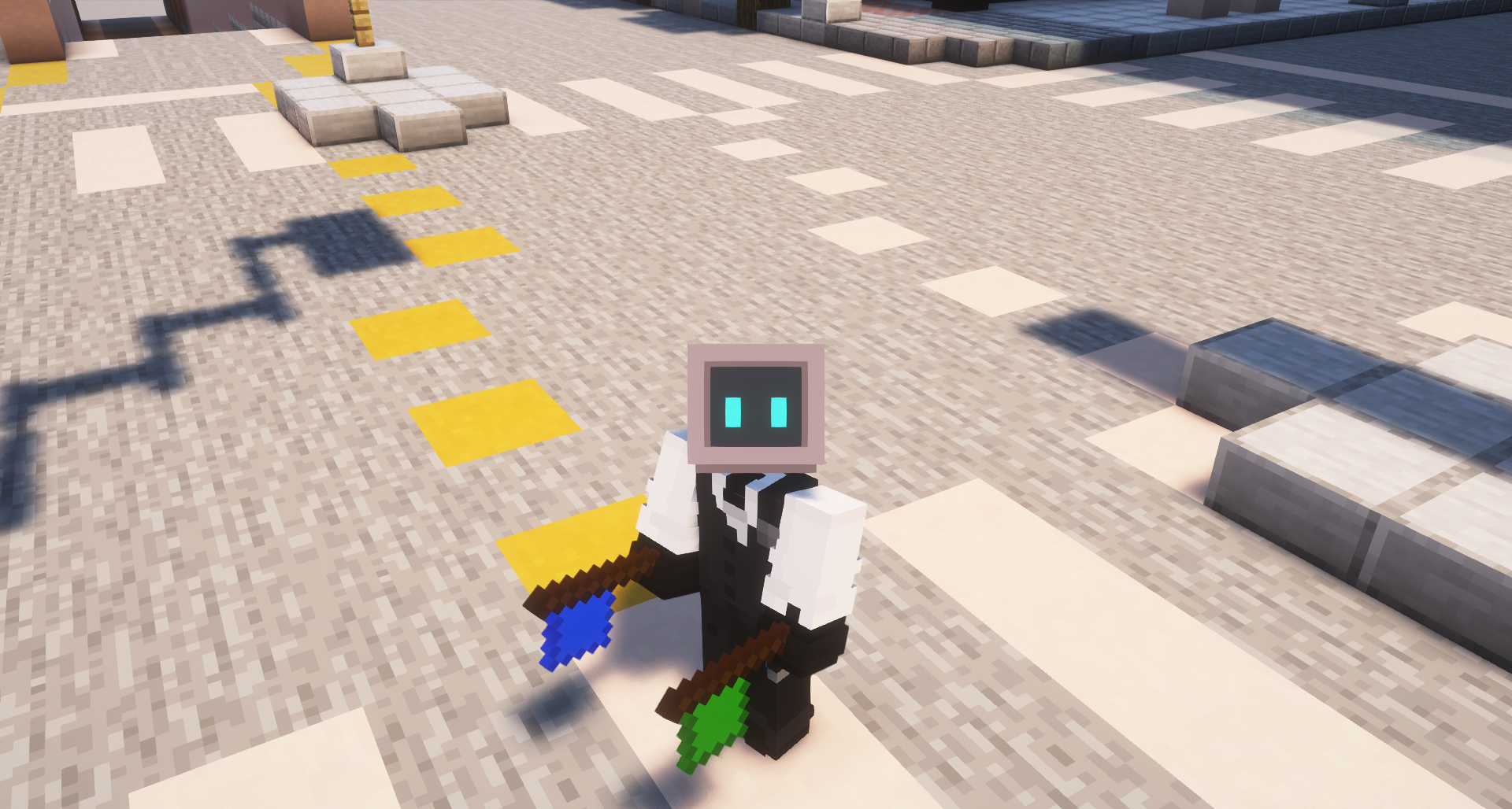 Пример автоматизированного железнодорожного узла в Minecraft с модом Railroad Blocks