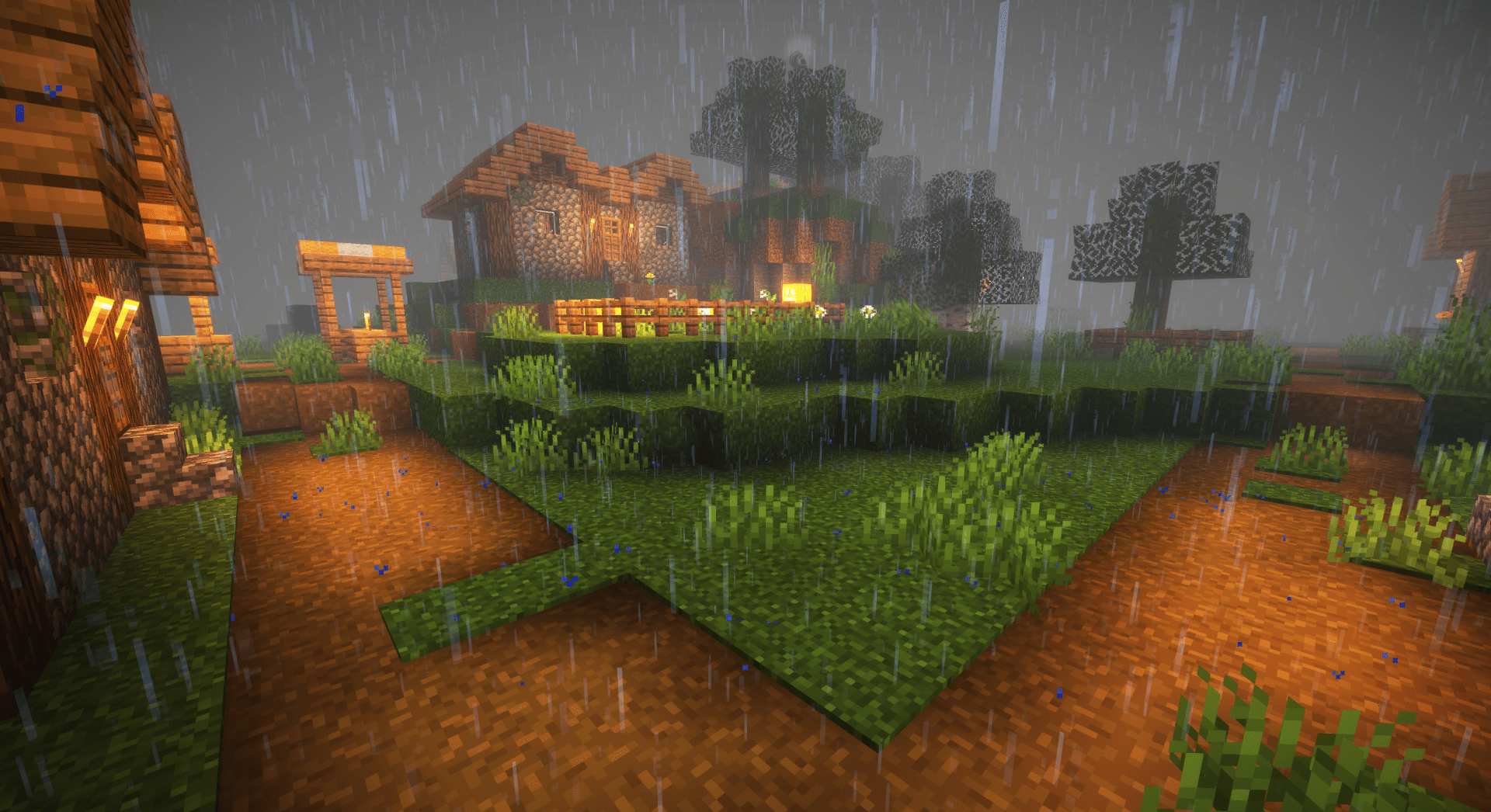 Мультиплеерный сервер Minecraft с игроками в дождь