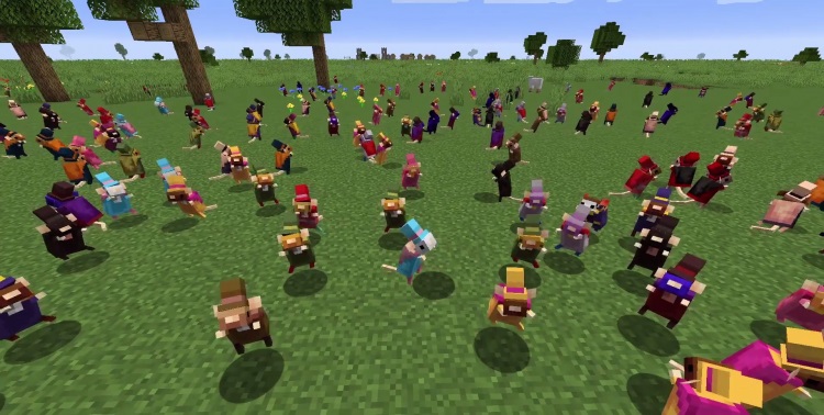 Группа крыс из мода Rat's Mischief атакует зомби в Minecraft