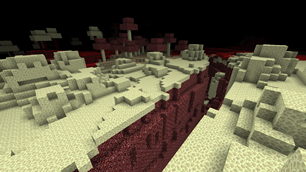 Игрок добывает ресурсы в глубоком каньоне Minecraft