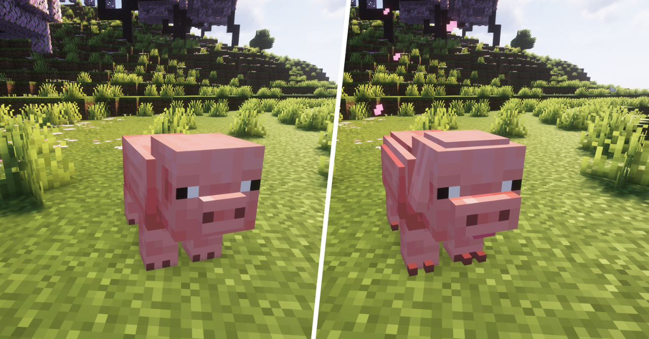 Реалистичные коровы и свиньи в Minecraft с новыми текстурами