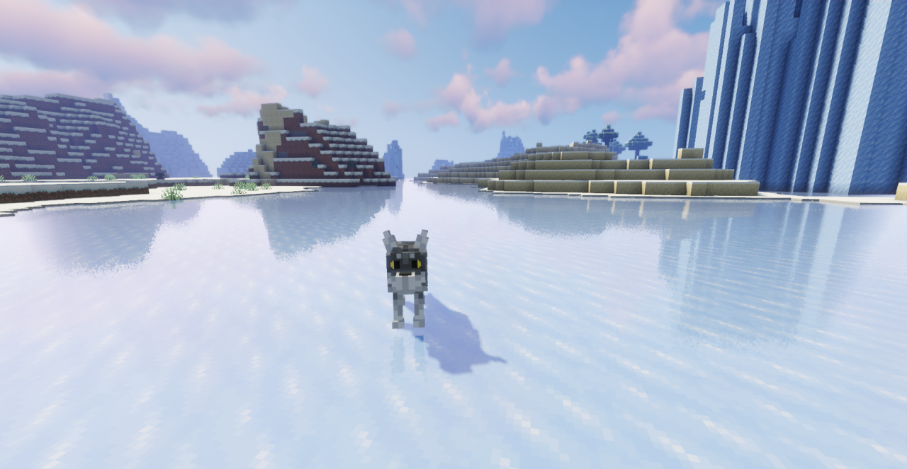 Детализированный волк в Minecraft с разными вариантами окраса шерсти
