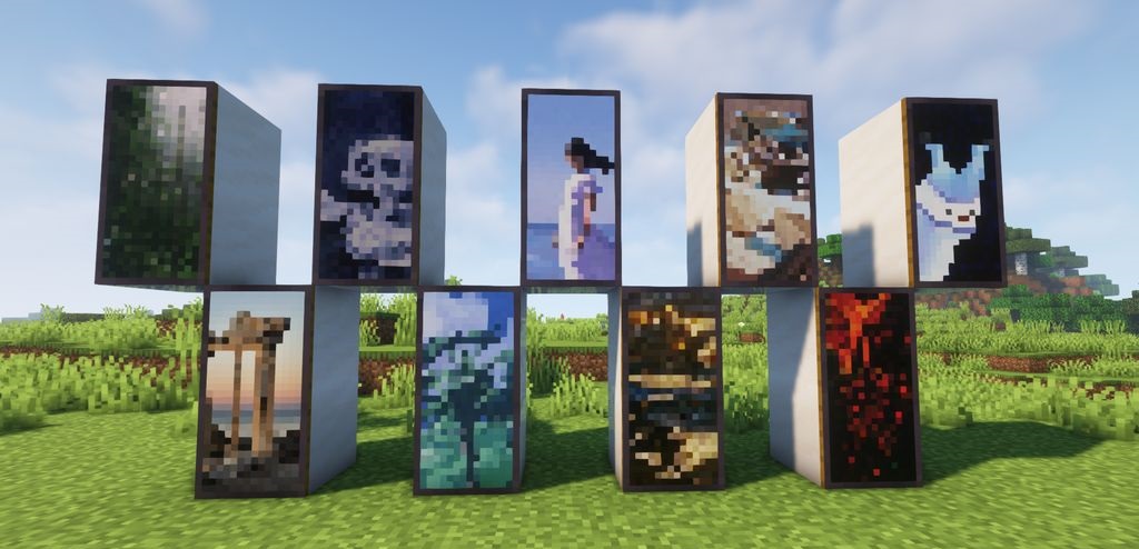 Пример использования картин из REBIRTH: Paintings в интерьере Minecraft