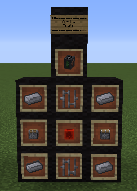 Крафт двигателя для дирижабля в Minecraft из железа и красного камня