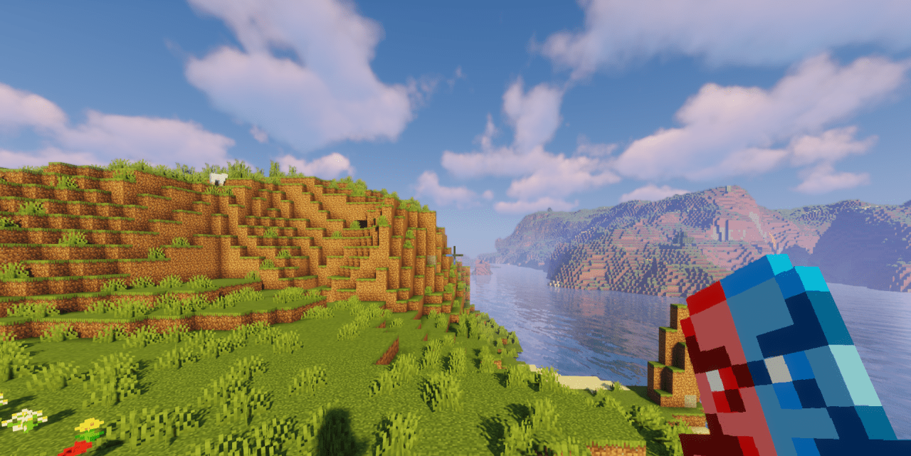 Крупный план незеритового меча с синей текстурой в Minecraft