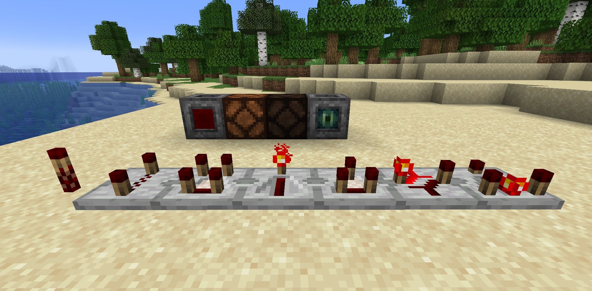 Сравнение ванильного редстоуна и мода Red Bits в Minecraft