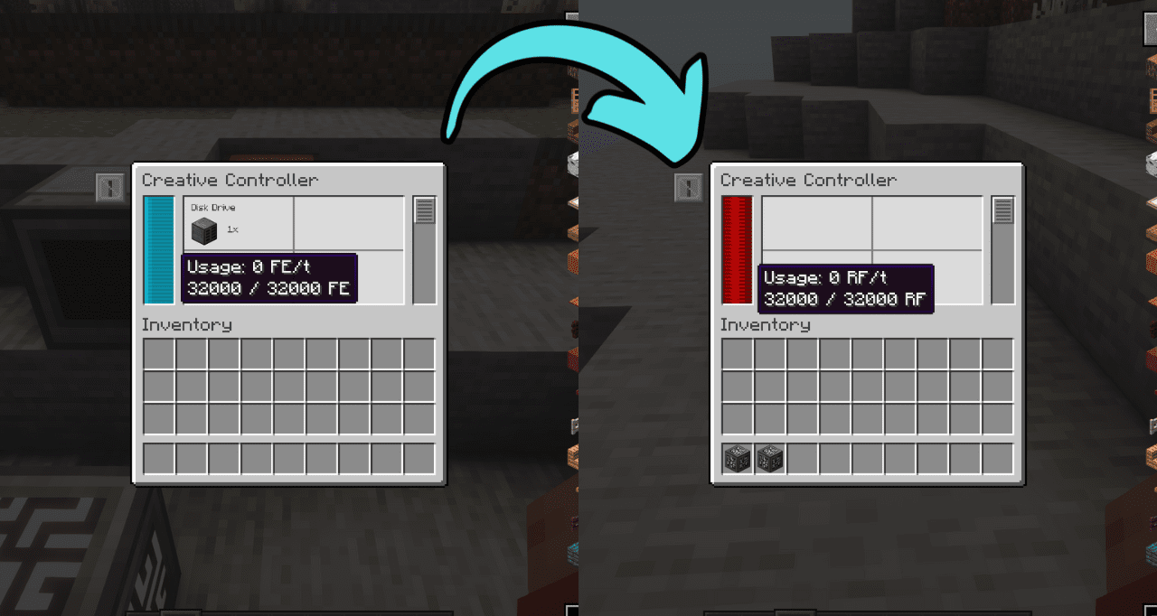Сравнение интерфейсов Refined Storage Fluxified и других систем хранения