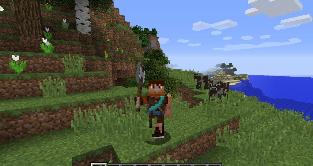 Игрок стреляет из мушкета в Minecraft с модом Reforged