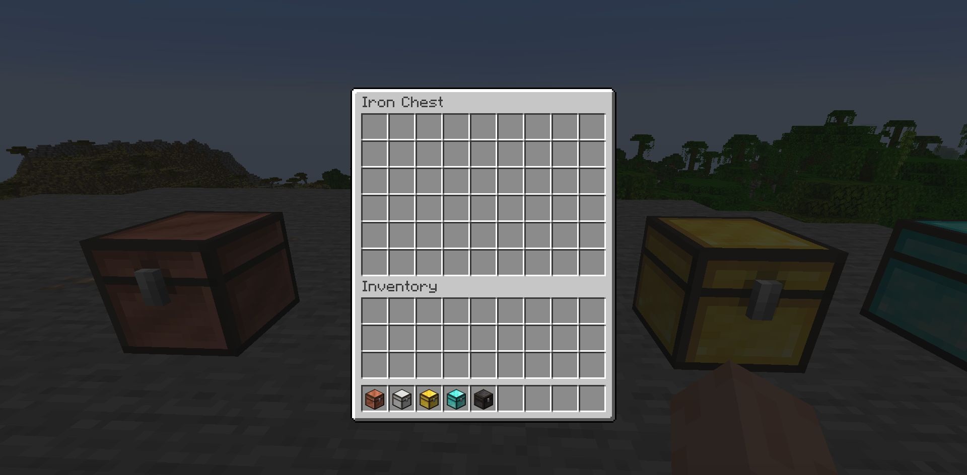 Процесс крафта незеритового сундука в Minecraft с модом Reinforced Chests