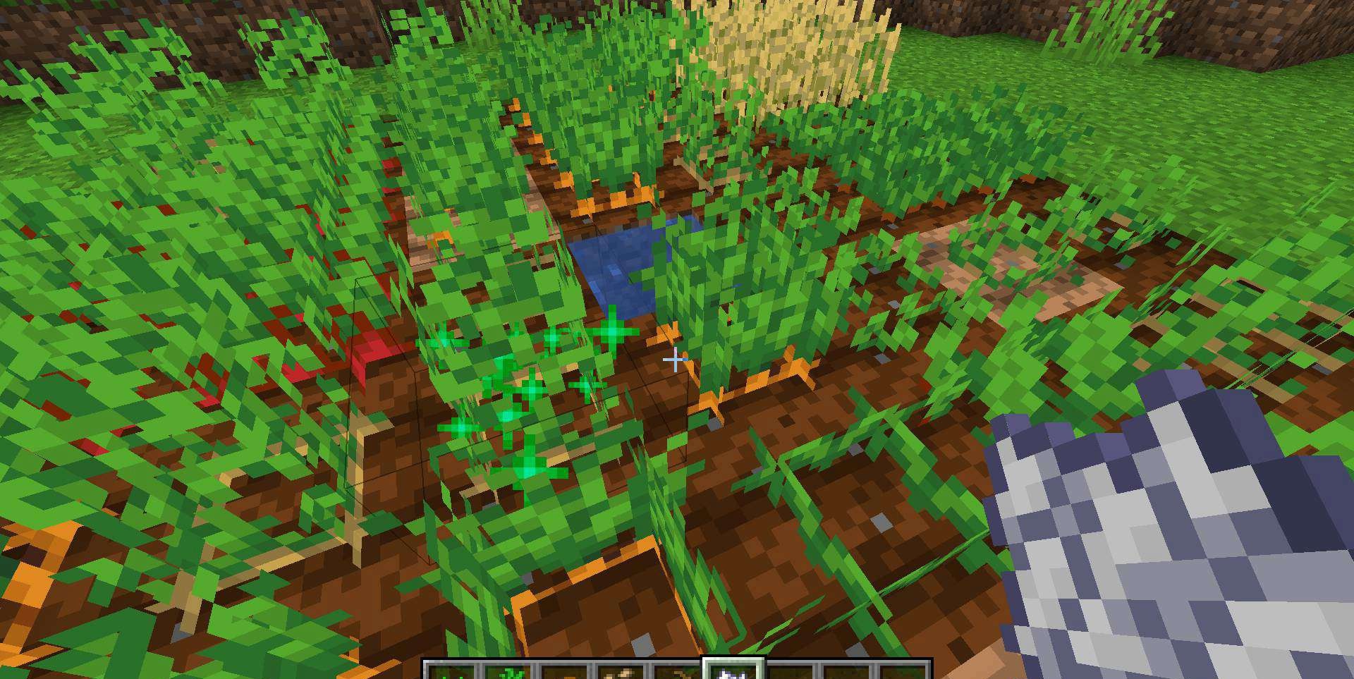 Пример использования Replanting Crops Mod на большой ферме в Minecraft