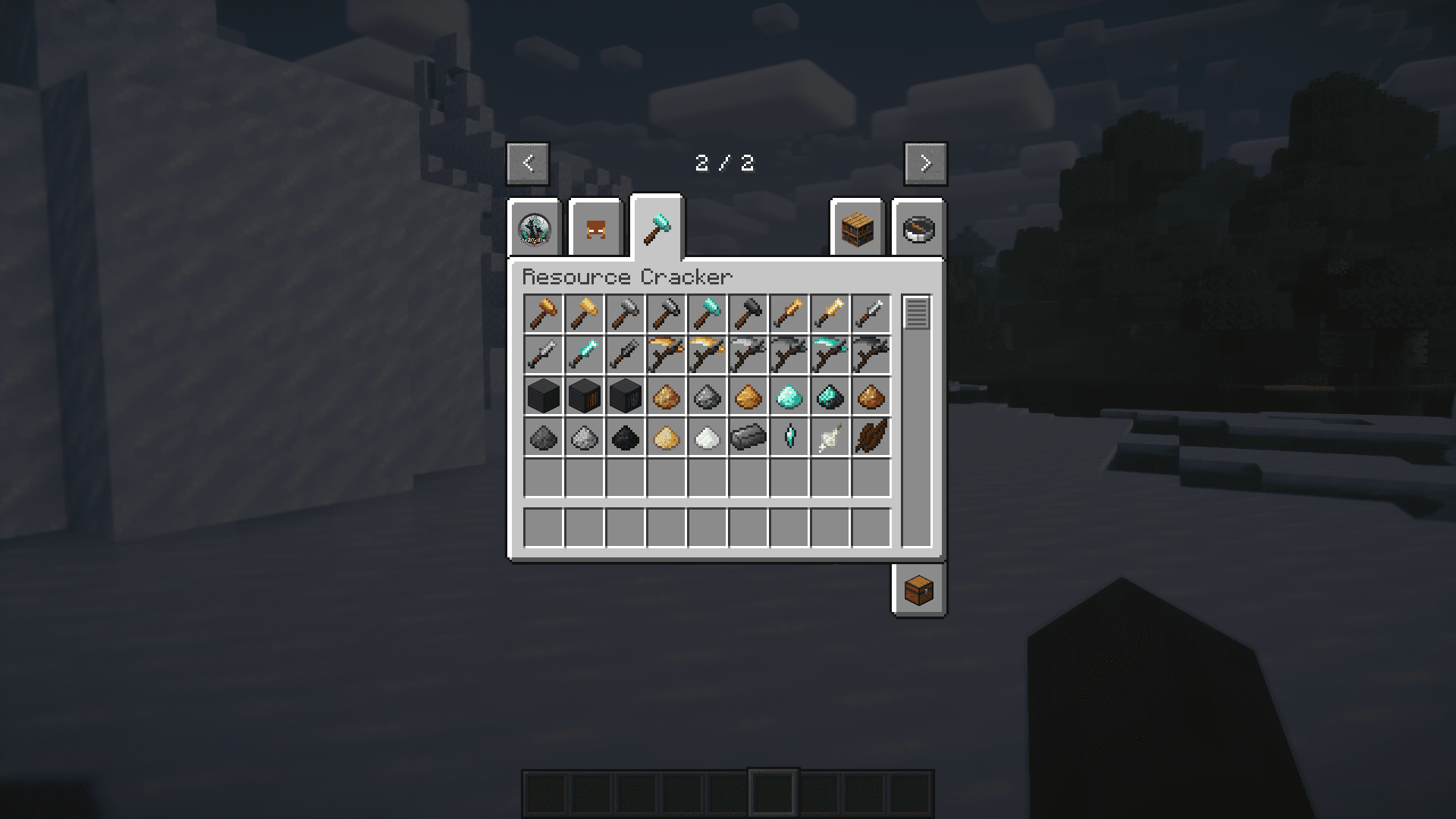 Пример использования новых инструментов в Minecraft с модом Resource Cracker