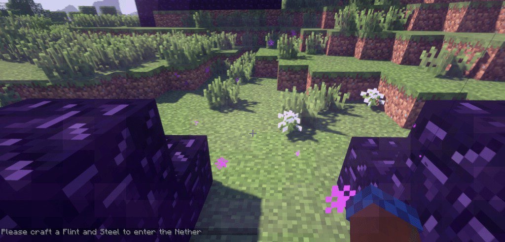 Игрок в Minecraft пытается активировать портал с помощью предметов из мода Restricted Portals