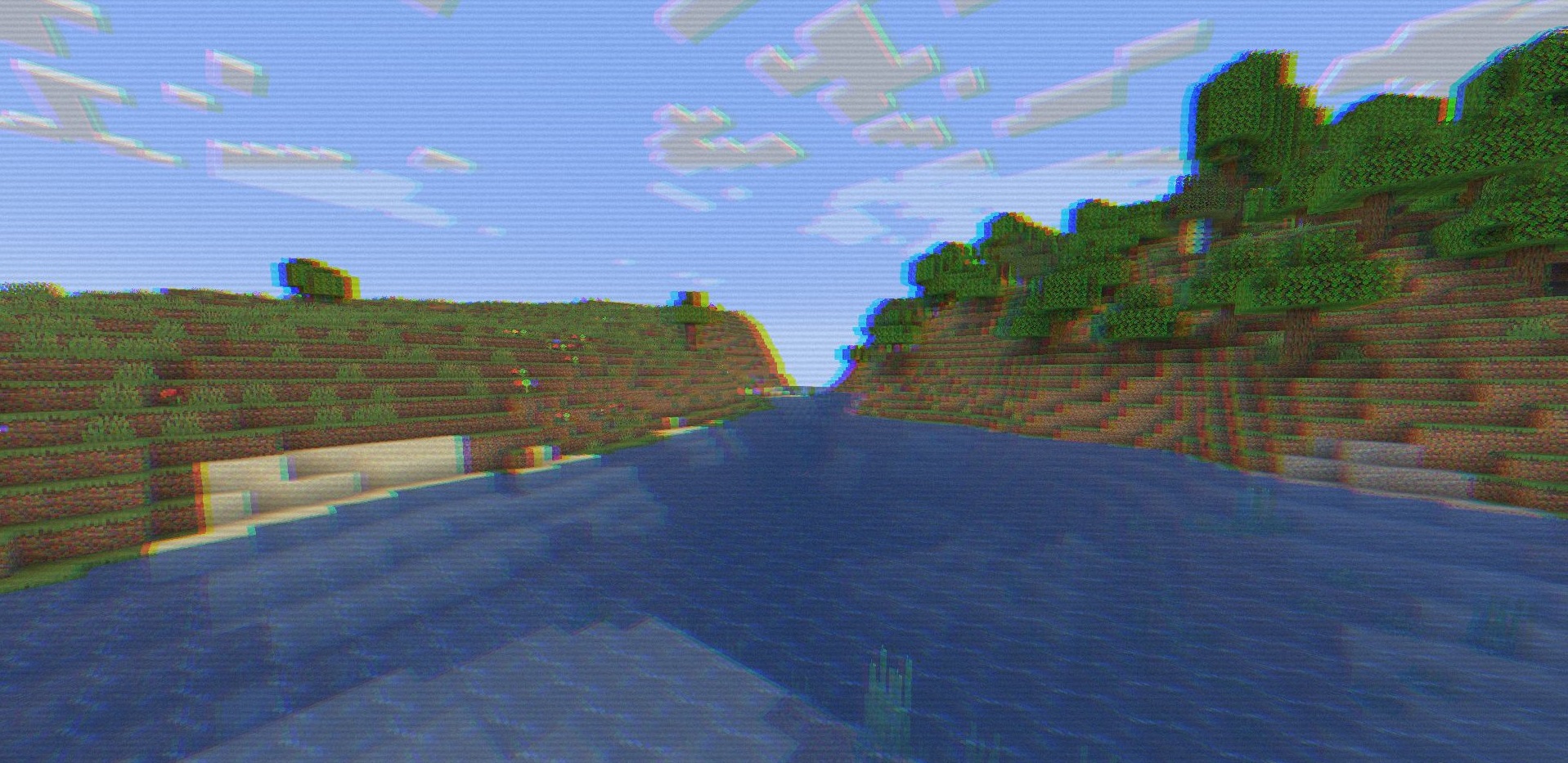Деревня в Minecraft с эффектом VHS от RetroVision