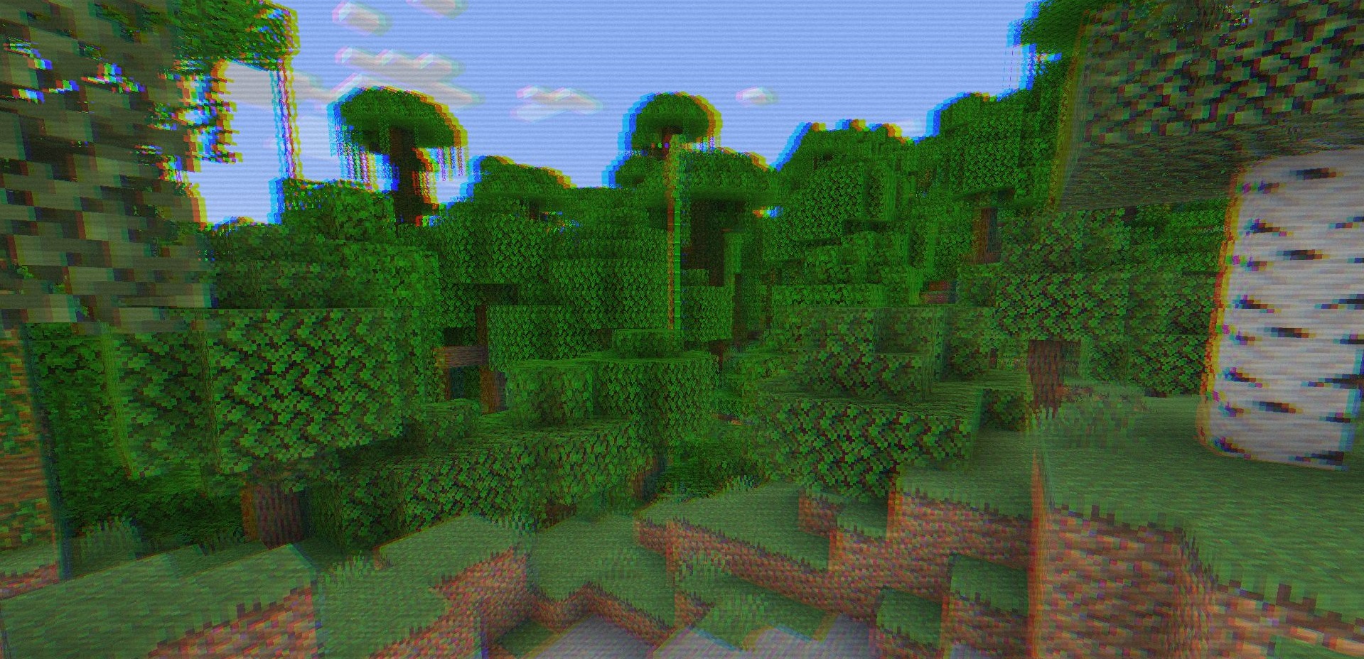 Пустынный биом с ретро-фильтром в Minecraft