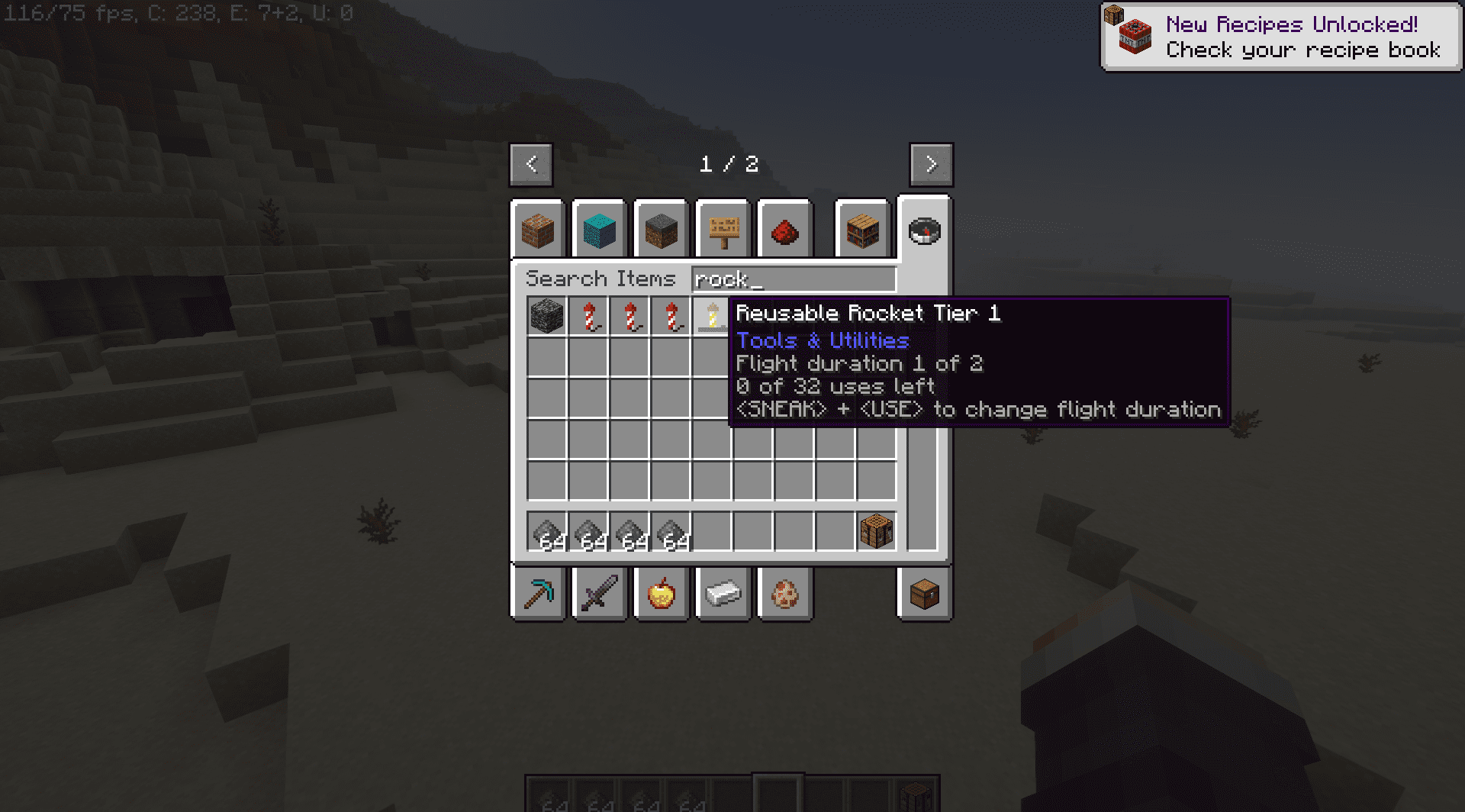 Крафт многозарядных ракет в Minecraft с модом Reusable Rockets