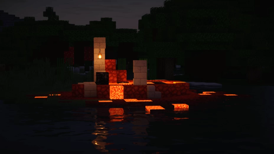 Реалистичный ночной пейзаж в Minecraft с шейдерами Robobo1221
