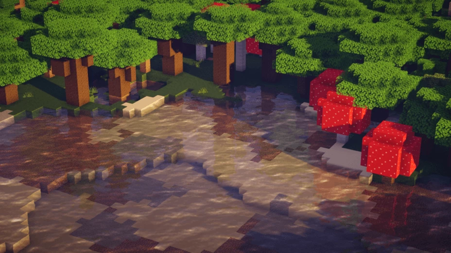 Мультиплеерный сервер Minecraft с шейдерами, игроки строят город