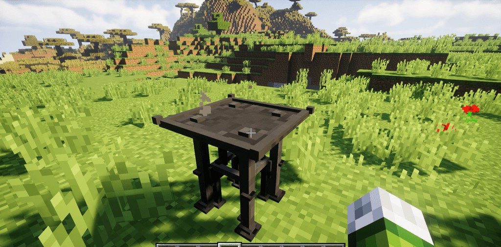 Игрок использует магический жезл в Minecraft с модом RuneCraft