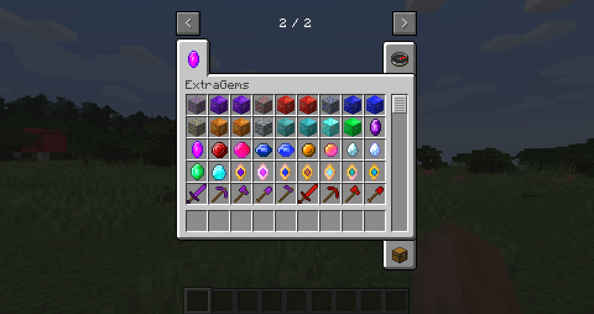 Интерфейс верстака в Minecraft с рецептами крафта