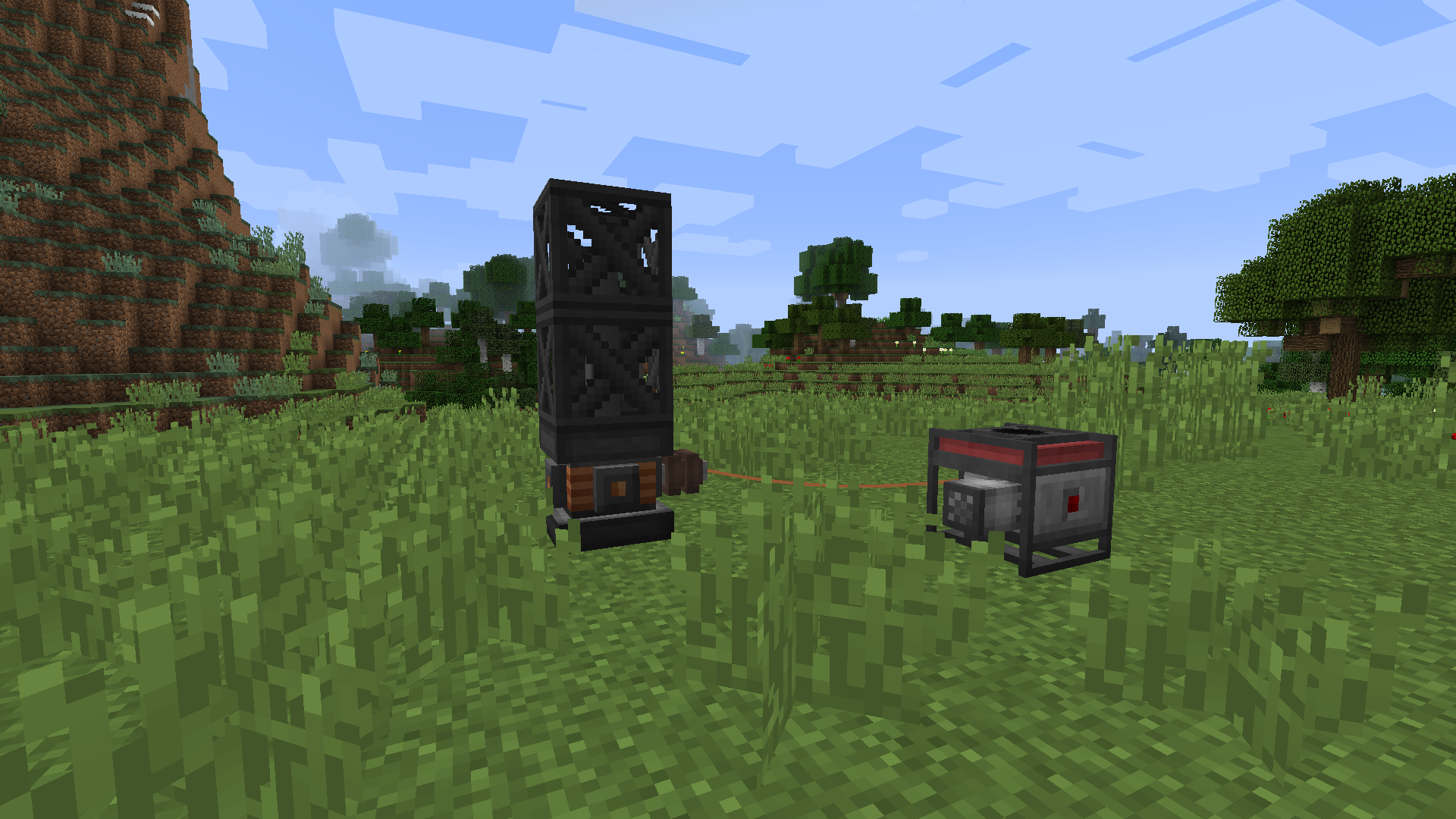 Нефтеперерабатывающий завод в Minecraft с трубами и резервуарами