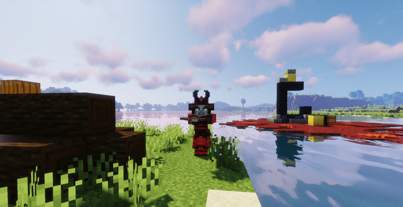 Грабители в самурайской броне с мечами в Minecraft