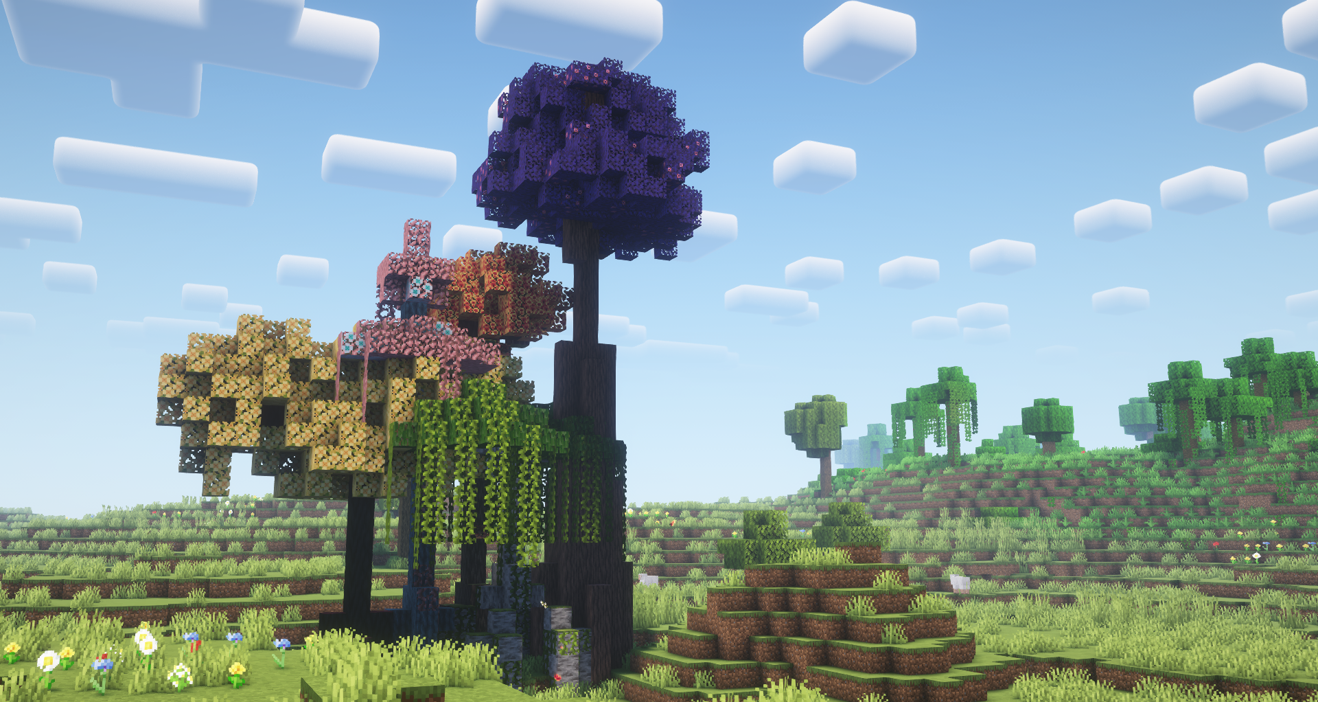 Пример использования мода Sapling Tweaks в игре Minecraft
