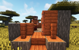 Дом в стиле саванны в Minecraft с использованием акациевых досок и терракоты