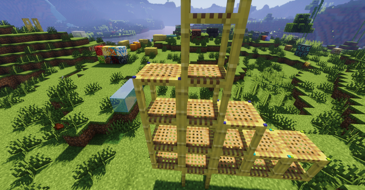 Готовые постройки с использованием текстур-пака Scaffolding Delta в Minecraft